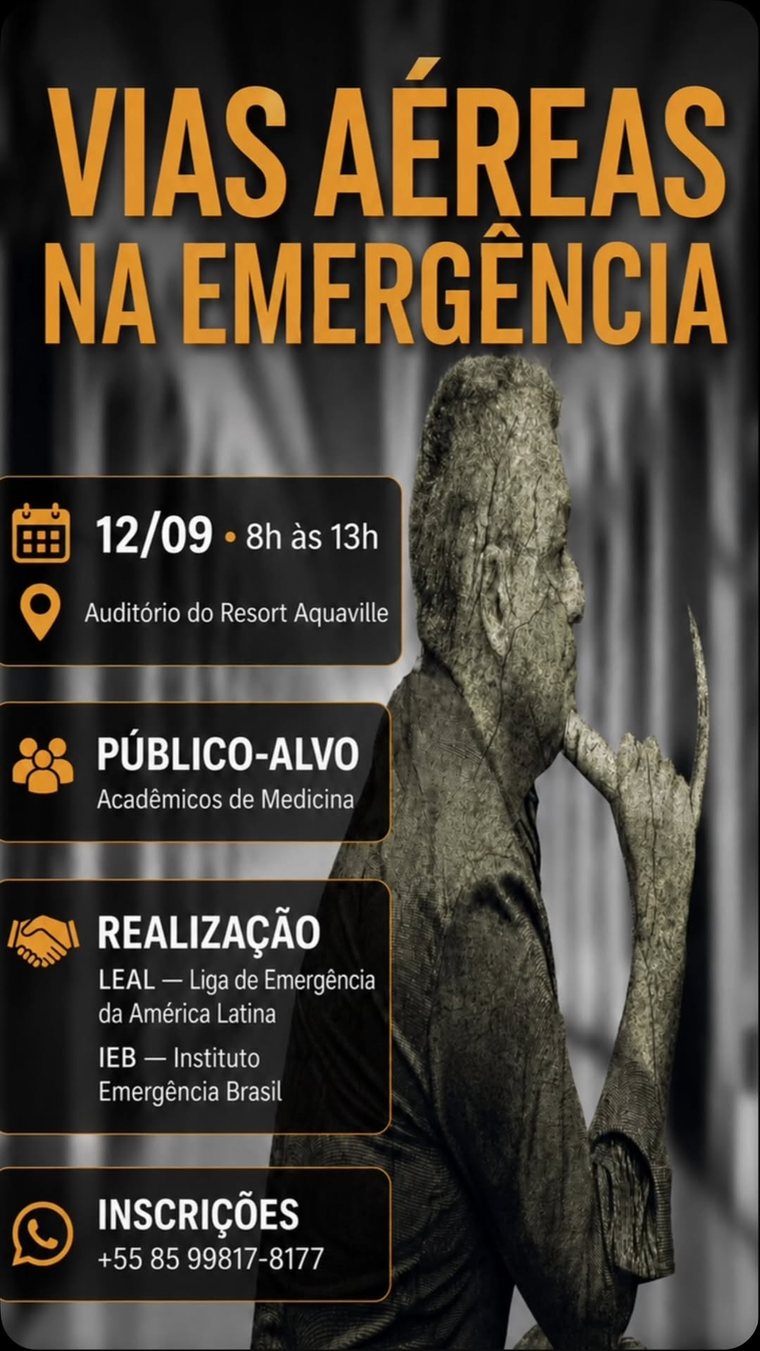 Flyer do Curso Vias Aéreas na Emergência, realização LEAL e Instituto Emergência Brasil